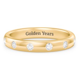 Flush Set Diamond Half-Eternity Wedding Band in 9K Solid Yellow Gold with Lab Diamond