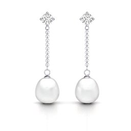 Elegant Solitaire Stud Freshwater Pearl Drop Earrings