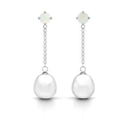 Elegant Solitaire Stud Freshwater Pearl Drop Earrings