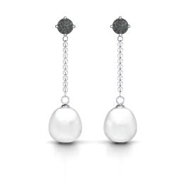 Elegant Solitaire Stud Freshwater Pearl Drop Earrings