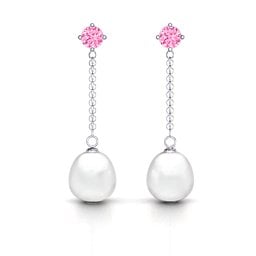 Elegant Solitaire Stud Freshwater Pearl Drop Earrings