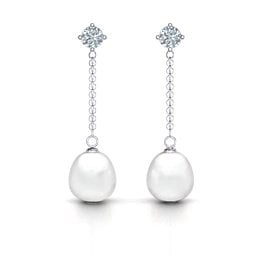 Elegant Solitaire Stud Freshwater Pearl Drop Earrings