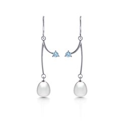 Freshwater Pearl Vine Earrings – Sterling Silver with Ruby