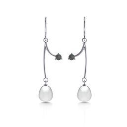 Freshwater Pearl Vine Earrings in 925 Sterling Silver with Alexandrite