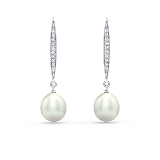 Pavé Bar Drop Pearl Earrings