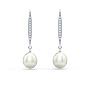 Pavé Bar Drop Pearl Earrings