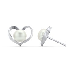 Sterling Silver Heart and Pearl Earrings