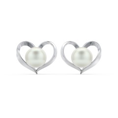 Sterling Silver Heart and Pearl Earrings