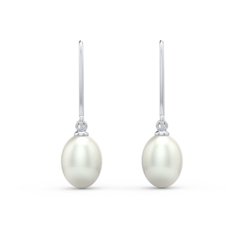 Sterling Silver Oval Freshwater Pearl Earrings – Sterling Silver