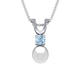 Round Solitaire with Freshwater Pearl Pendant Drop