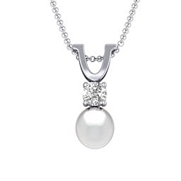 Round Solitaire with Freshwater Pearl Pendant Drop