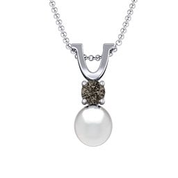 Round Solitaire with Freshwater Pearl Pendant Drop