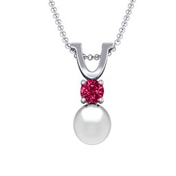Round Solitaire with Freshwater Pearl Pendant Drop