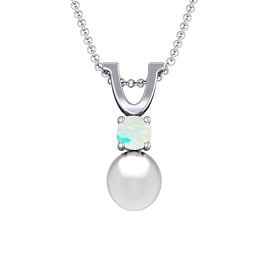 Round Solitaire with Freshwater Pearl Pendant Drop