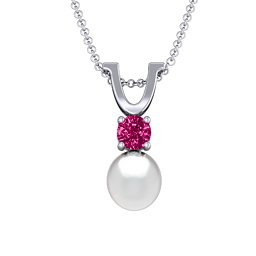 Round Solitaire with Freshwater Pearl Pendant Drop