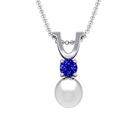 Round Solitaire with Freshwater Pearl Pendant Drop