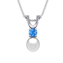 Round Solitaire with Freshwater Pearl Pendant Drop