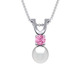 Round Solitaire with Freshwater Pearl Pendant Drop