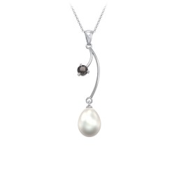 Freshwater Pearl Vine Pendant in 925 Sterling Silver with Smokey Quartz
