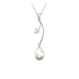 Freshwater Pearl Vine Pendant in 925 Sterling Silver with Opal