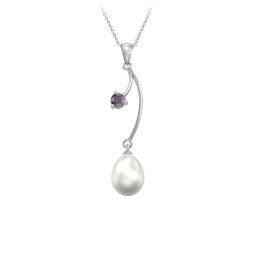 Freshwater Pearl Vine Pendant in 925 Sterling Silver with Alexandrite