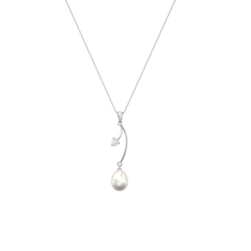 Freshwater Pearl Vine Pendant – Sterling Silver with Opal