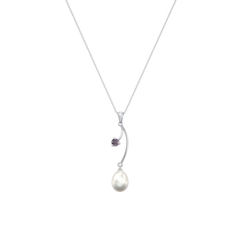Freshwater Pearl Vine Pendant – Sterling Silver with Alexandrite