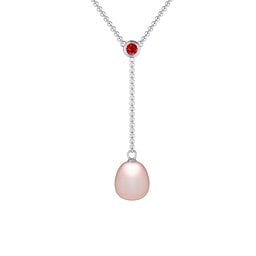 Freshwater Pearl Drop Pendant with Round Bezel Set Stone