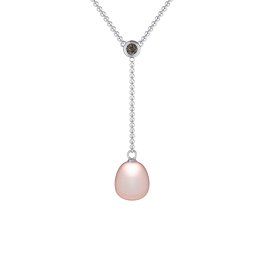 Freshwater Pearl Drop Pendant with Round Bezel Set Stone