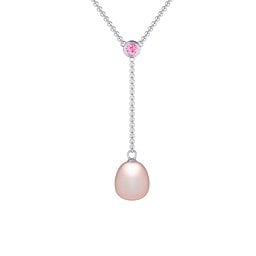 Freshwater Pearl Drop Pendant with Round Bezel Set Stone