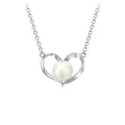Sterling Silver Heart and Pearl Pendant in 925 Sterling Silver