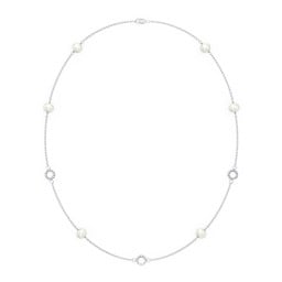 Sterling Silver Freshwater Pearl Station Necklace