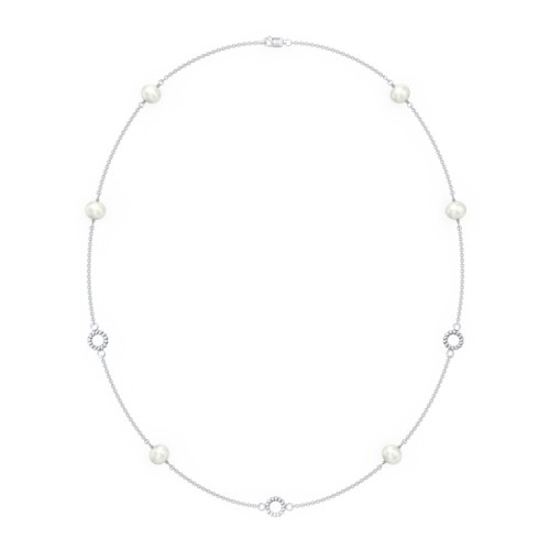 Sterling Silver Freshwater Pearl Station Necklace