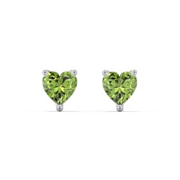 Heart Stud Earrings in 925 Sterling Silver with Peridot