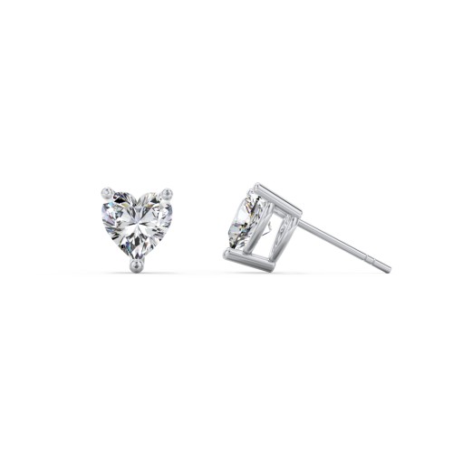 Heart Stud Earrings – Sterling Silver with Cubic Zirconia