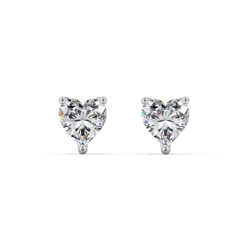 Heart Stud Earrings – Sterling Silver with Lab Diamond