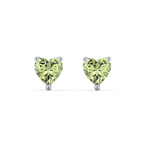 Heart Stud Earrings – Sterling Silver with Peridot