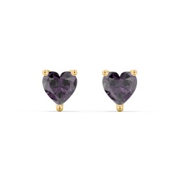 Heart Stud Earrings in 9K Solid Yellow Gold with Alexandrite