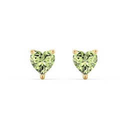 Heart Stud Earrings in 9K Solid Yellow Gold with Peridot
