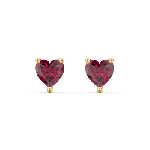 Heart Stud Earrings – 9kt Yellow Gold with Ruby