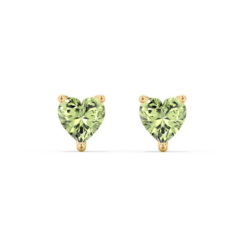 Heart Stud Earrings – 9kt Yellow Gold with Peridot