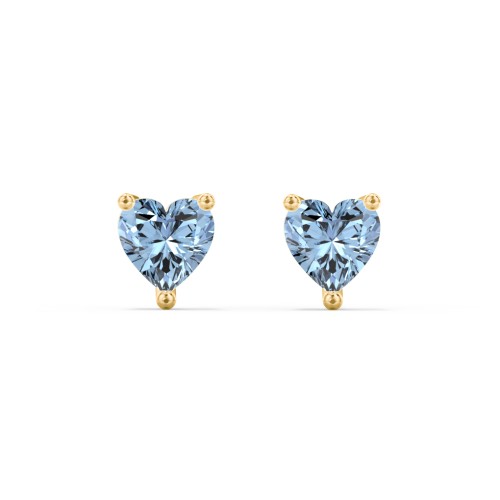 Heart Stud Earrings – 9kt Yellow Gold with Blue Topaz