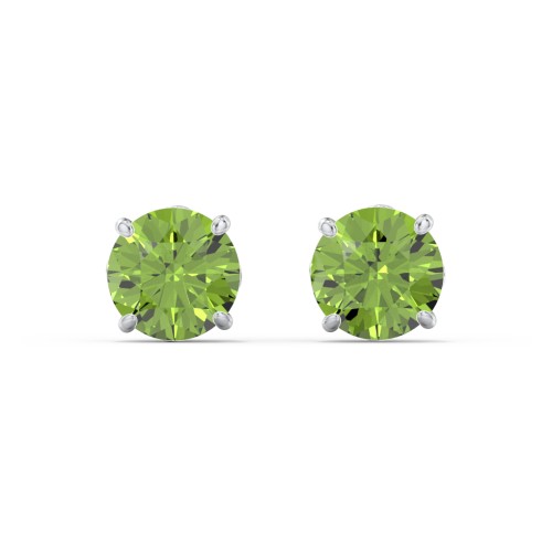 1 Carat Solitaire Stud Earrings – Sterling Silver with Peridot