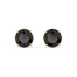 1 Carat Solitaire Stud Earrings in 9K Solid Yellow Gold with Smokey Quartz