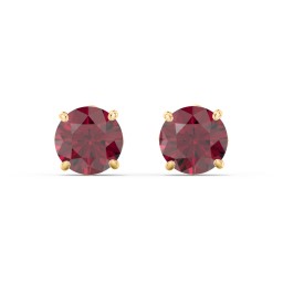 1 Carat Solitaire Stud Earrings in 9K Solid Yellow Gold with Ruby