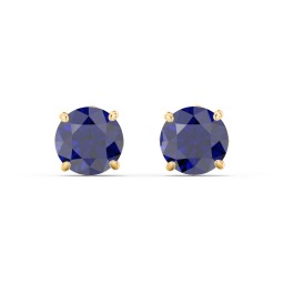 1 Carat Solitaire Stud Earrings in 9K Solid Yellow Gold with Blue Sapphire