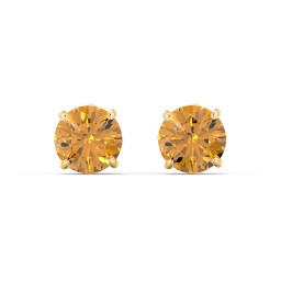 1 Carat Solitaire Stud Earrings in 9K Solid Yellow Gold with Citrine