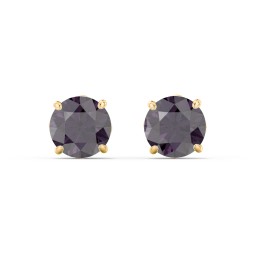 1 Carat Solitaire Stud Earrings in 9K Solid Yellow Gold with Alexandrite