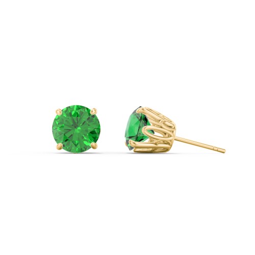 1 Carat Solitaire Stud Earrings – 9kt Yellow Gold with Emerald
