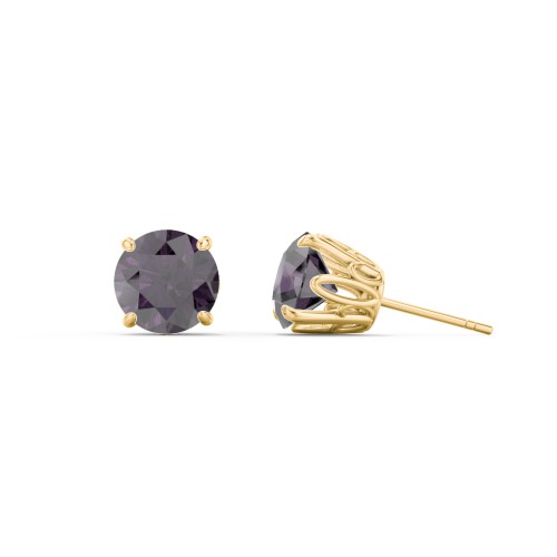 1 Carat Solitaire Stud Earrings – 9kt Yellow Gold with Alexandrite